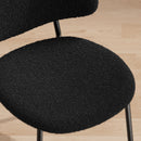 Set of 4 Upholstered Boucle Fabric Dining Chairs Mid-Century Modern Dining Chairs with Curved Backrest for Dining Room Kitchen (Black)
