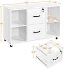 White Mobile Letter Size Lateral File Cabinet 2 Drawers