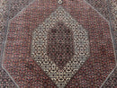 Wonderful Persian Bidjar Rug 7x8 ft, Almost Square Oriental Carpet, Herati Mahi, Highly Detailed, Ivory Red Navy Blue, Very Fine Handmade Bijar Rug