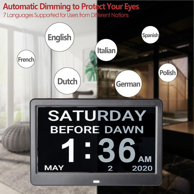 Yescom 10" Digital Alarm Clock For Elderly Seniors Memory Loss