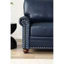 Living Room Sofa Single Seat Chair with Wood Leg Navy Blue Faux Leather