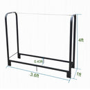 Artibear Firewood Rack Stand 4ft Heavy Duty Logs Holder for Outdoor Indoor Fireplace Metal Wood Pile Storage Stacker Organizer, Matte Black