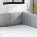 Twin Size Daybed with Trundle Upholstered Sofa Bed, with Vertical Stripes, Linen Fabric, Grey (82.5'x43'x30')