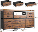 Dresser With 11 Drawers And LED Lights For Bedroom