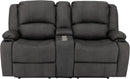 67 Inch Powered Wall Hugger Recliner Sofa Gunmetal Fabric