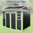 [06X08FT] Alora Outdoor Resin Patio Garden Shed With Floor, 2 Windows, And Lockable Doors (SAK54953)