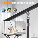 Professional Electric Dog Grooming Table - Heavy Duty, Height Adjustable Pet Grooming Table w/Leveling Wheels, Dog Grooming Arm, Anti Slip Tabletop & Tool Organizer/Dog Grooming Station (50', BLACK)