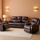 Brown Faux Leather Reclining Living Room Set Sofa Loveseat Chair