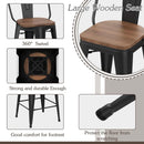 26 Inch Swivel Bar Stools Set Of 4 With Large Wooden Seat Matte Black High Back Design
