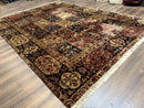 Indo Persian Rug 9x12, Bakhtiari Panel Design, Multicolor, Soft Wool Pile