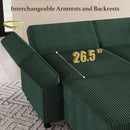 Green Modular Sectional Sofa Featuring Deep Storage