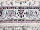 Ivory & Teal Indo Persian Area Rug 9x12, Wool Hand-Knotted Oriental Carpet, 9 x 12 Soft Traditional Living Room Rug, Dining Room Rug