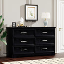 Modern 3 Drawer Bedroom Chest of Drawers with 6 Drawers Dresser, Clothes Organizer -Metal Pulls for Living Room, Bedroom, Hallway, Black,47.6" x 15.7" x 28.9"