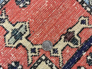 Persian Tribal Rug 8x11, Persian Ardabil Rug, Geometric Medallion Animal Pictorial Rug, Ivory Red Blue, Hand Knotted Vintage Wool Carpet