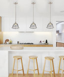 8"W Tex 1-Light Pendant Brushed Nickel / Black