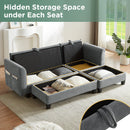 Modern L-Shaped Sectional Sofa with Storage, Movable Ottoman, and Throw Pillows, Grey Chenille, 83'