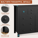 Ten Drawer Premium Hardwood Dresser Walnut Finishing