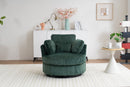 Oversized 360 Degreed Swivel Accent Chair Modern Soft Plush Corduroy Round Barrel Chair for Living Room Bedroom with Pillows, Green