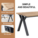 63'x35.4' Wood-Textured MDF Dining Table with Black A-Frame Legs.Density Board Sticker,Iron Pipe Spraying,Suitable for various occasions such as living rooms, kitchens, terraces, etc.