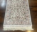 Small Turkish Silk Rug 2.6 x 4, Ivory, Allover Design, Bamboo Silk