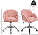 Pink Velvet Desk Chair With Wheels And Armrests Swivel Office Chair