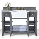 Adeline Bathroom Vanity with Farmhouse Sink and Carrara White Marble Top Cabinet Set Villohome