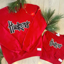 Huskers Sewn Appliqué Black Sparkle Red Licensed Women's Crewneck Sweatshirt | Multiple Sizes | H.Flynn Designs