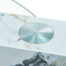 Contemporary Artistic Double Layer Coffee Table - White and Black Marble Collision, Tempered Glass Top, Multiple Colors