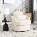 Swivel Barrel Chair, Comfy Round Accent Sofa Chair for Living Room, 360 Degree Swivel Barrel Club Chair, Leisure Arm Chair for Nursery, Hotel, Bedroom, Office, Lounge (WhiteTeddy)