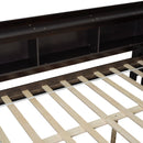 Full Size L-shaped Bookcases Bed with Power Outlets, USB Charging Ports,Two Drawers,Espresso