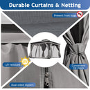TREXM 10x12 Outdoor Gazebo Tent with Double Roofs, Patio Gazebo with Mosquito Netting and Privacy Screens, Patio Canopy for Shade and Rain for Backyard, Garden, Lawn and Deck (Grey)