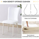 Modern minimalist dining chair, white PU leather curved back and seat cushion, white metal chair legs, suitable for dining room, bedroom, living room. A set of 2 chairs. 008