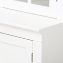 75.25'' Tall Display Cabinet and Two Triangle Sided Bookshelves, 69.25'' Wide Retro Style Wall Suit with Glass Doors, for Hallways, Living room, Office, Studio or Workspace - White