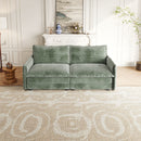 Corduroy Fabric Loveseat Sofa Couch for Living Room, Upholstered Large Size Deep Seat 2-Seat Sofa with 2 Pillow