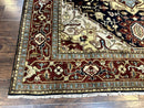 Indo Persian Heriz Rug 8x10, Geometric Medallion, Serapi Carpet, Wool Vintage Rug