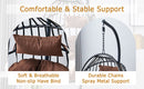 Indoor Outdoor Egg Swing Chair with Stand, Patio Grey Wicker Rattan Hanging Chair with Rope Back, Cushion,Cover,All Weather Foldable Hammock Chair for Bedroom, Porch, Garden