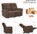 Fabric 64.6 Inch Dark Brown Wall Hugger Power Recliner Loveseat