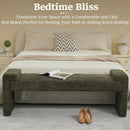 Green Upholstered End Of Bed Bench Curved Wood Frame
