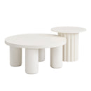 U-Can Modern Coffee Table Set of 2, Round Coffee Table with Cylindrical Leg Design and 1 End Table for Living Room