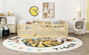 Twin Size Floor bed, integral construction with super high security barrier, door, children's floor bed frame, Montessori wooden children's floor bed, Support  slat Natural Wood