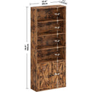 Industrial 70 Inch Tall Bookcase With Doors 6 Shelf Floor Standing Storage