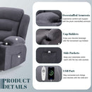 Oversized Charcoal Grey Recliner Sofa With USB Port And Heated Massage
