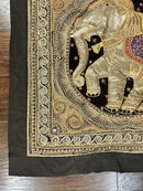 Indian Embroidery 3x3, Elephant Design, Detailed Needlepoint, Beadwork