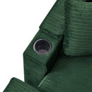 Modern Style Single Sofa Couch with Storage, USB Ports, Cup Holders, Green Corduroy