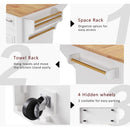 K&K 54inch Large Kitchen Island with Rubber Wood Drop Leaf, Embossed Texture Rolling Kitchen Cart on 4 Wheels with 4 Doors and 3 Drawers, Kitchen Island with Storage for Kitchen, Dining Room,White