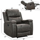 Grey Leather Recliner Chair With Cup Holders Living Room