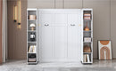 Queen Murphy Bed Wall Bed with Storage Doors, White