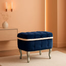 Blue 29.5 Inch Upholstered Storage Ottoman Cushion