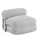 Latina Indoor Foldable Bean Bag Lounge Chair, Light Gray, Faux-Fur, 37x35x27.5 inches