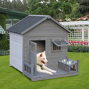 Large dog house, long 44.2' x wide 44.6' x high 44.6' Solid wood asphalt roof dog house with large terrace for large dogs, weatherproof large dog house ,Small wooden doors that can be locked